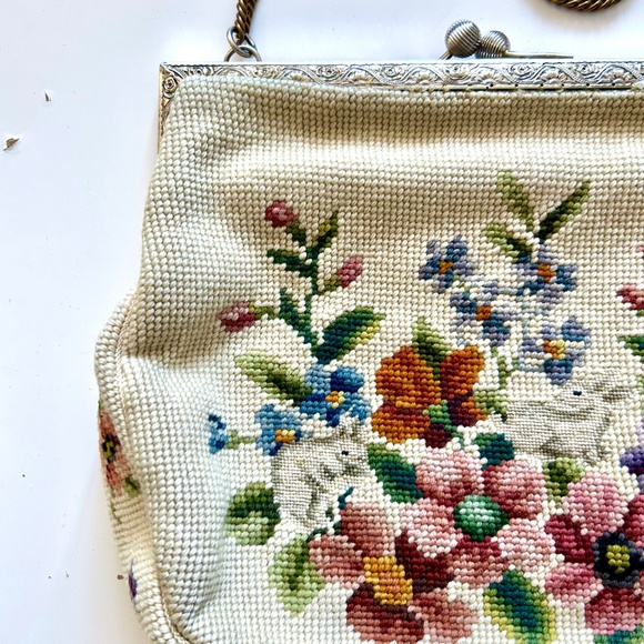 Vintage hand done Needlepoint Purse – Christine Custom Bags (Detroit, MI) Bunny - Picture 5 of 16